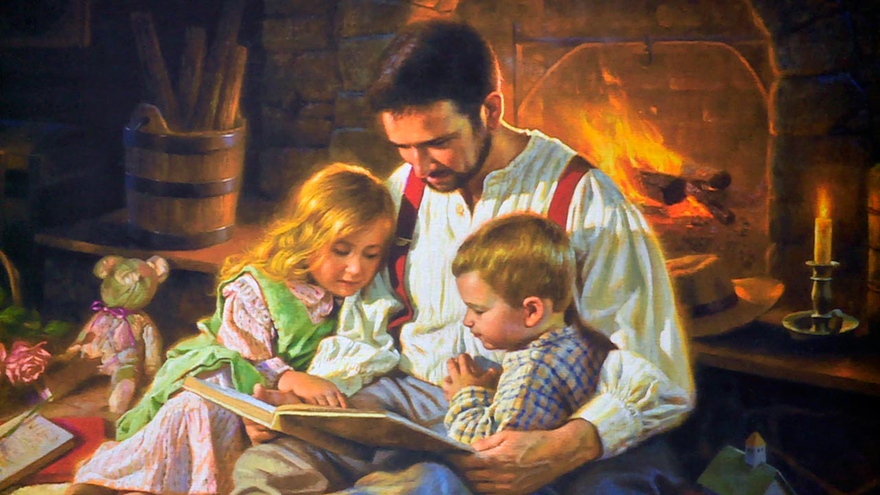 Мама папа сын читать. Родители и дети живопись. Семейное чтение в живописи. Сказочные семьи. Православная семья.