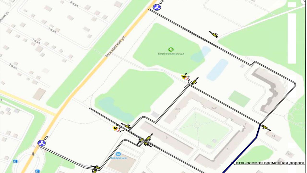 Схему движения на улице Калужского Ополчения изменили из-за ремонта  северного въезда