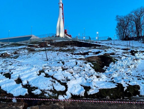 Со склона музея космонавтики в Калуге частично сошёл грунт