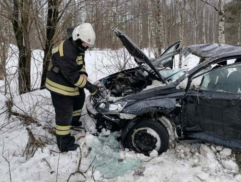 Автомобиль улетел в кювет в Жиздринском районе