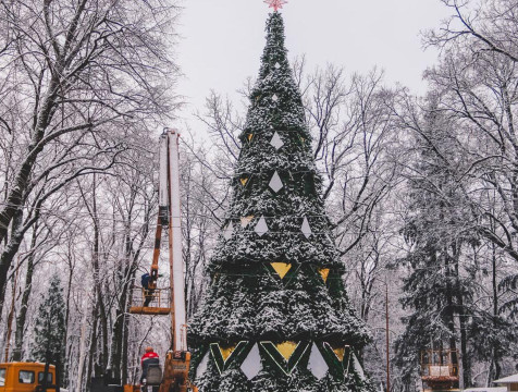 Новогоднюю ель начали наряжать в калужском парке культуры и отдыха