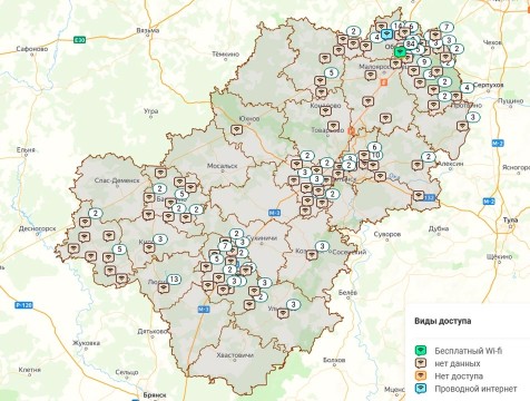 Калужское правительство опубликовало карту точек доступа Wi-Fi